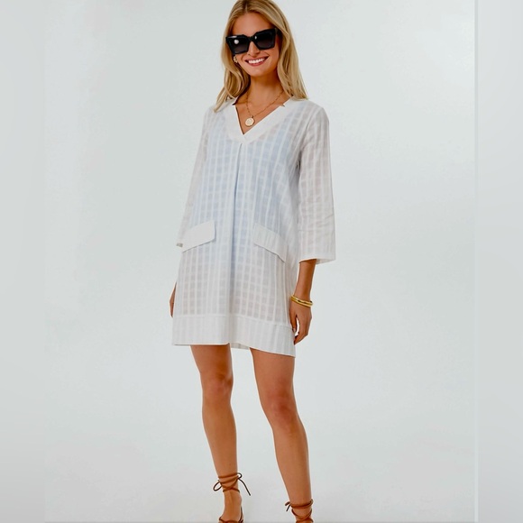 POMANDER PLACE Tuckernuck White Mini Carolina All Cotton Resort Caftan Sz Medium - Picture 12 of 12